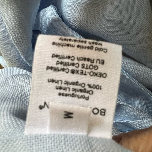 Bondi Born Mytros cutout blue 100% organic linen wrap sash mini dress - Picture 6 of 6